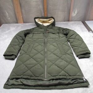 Levis Jacket Womens XS Green Insulated Quilted Sherpa Lined Long Winter Parka